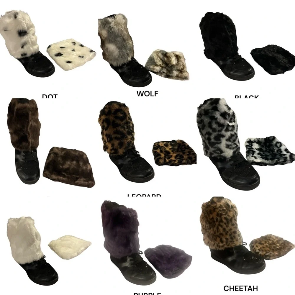 Multiple Colors Faux Fur Soft Costume Leg Warmers Boot Covers Dancewear Rave NWT - Picture 1 of 10